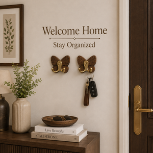 Handmade luxury Wooden Butterfly Key Holder <b>Wall</b> Mounted Decorative Single Hook Organizer for Keys Entryway Home Office Decor - Product Image 2