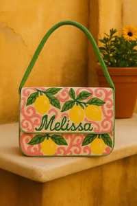 Handmade Embroidered <b>Canvas</b> Handbag Rectangular Shape Cactus Pattern Green Handle Textile Craft - Product Image 4