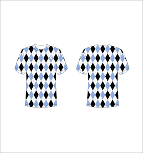 เสื้อยืดแขนสั้นลายอาร์ไกล์สำหรับผู้ชาย สีน้ำเงิน ดำ ขาว พิมพ์ลายแบบซับลิเมชั่น ทรงปกติ คอกลม สวมใส่สบายๆ - Product Image 1