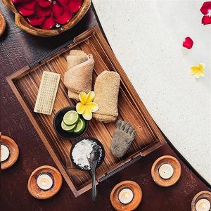 Wooden Serving <b>Tray</b> with Handles for Living Room Kitchen Dining Breakfast Coffee <b>Tea</b> Decorative <b>Tray</b> - Product Image 3