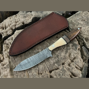 Couteau de chasse artisanal de haute qualité à lame fixe en acier Damas, manche en bois, logo personnalisé, tranchant comme un rasoir, qualité industrielle, garantie 3 ans - Product Image 6