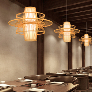 Wholesale Bamboo Pendant <b>Light</b> Double Layer Design Handwoven Ceiling Lamp with Soft Warm Lighting Natural for Home Decor OEM ODM - Product Image 3