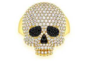 Bague Crâne Iced Out pour Hommes, Style Hip Hop Bling, en Argent Sterling 925 Plaqué Or 14K, Bijou de Mode Massif et Audacieux, Style Rapper - Product Image 6