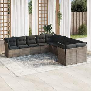Conjunto de Sofás de Jardín de Ratán PE Gris Modular Estándar, Muebles de Exterior Cómodos y Elegantes - Product Image 1
