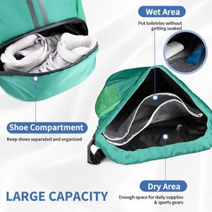Canvas <b>Drawstring</b> <b>Backpack</b> Side Mesh Pockets Zippered Bottom Compartment 30-40L Model SB06 for Sports - Product Image 5