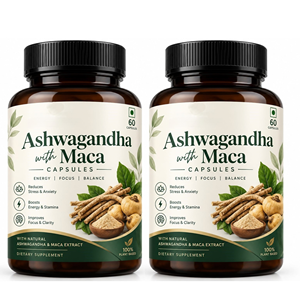 Ashwagandha pure avec capsules de Maca, 60 unités. Ashwagandha sélectionnée avec capsules de Maca pour le bien-être quotidien, favorise l'énergie naturelle. - Product Image 1