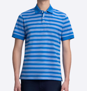 Polo de Manga Corta Premium para Hombre al por Mayor, con Logotipo Personalizado, Rayas de Color en Contraste, Tejido de Algodón Suave, ODM - Product Image 1