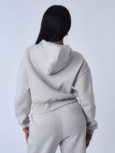 Women's Solid Hooded Tracksuit Set Full Length Cotton Casual Loose Fit Autumn Wear with Side Pockets and Elastic Waist - Product Image 5