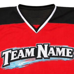 Camiseta de Hockey sobre Hielo Sublimada Personalizada en Rojo y Negro, Uniforme de Hockey Profesional con Nombre del Equipo, Camiseta Deportiva Transpirable para Hombre, Rendimiento de Élite - Product Image 5