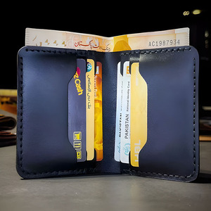Portefeuille classique en cuir marron fait main avec surpiqûres pour homme, porte-cartes vintage fin avec plusieurs compartiments pour billets - Product Image 5