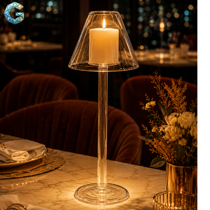 Clear Glass Candle Holder Windproof Lantern Handmade Round Candle Stand Heat Resistant with <b>Lid</b> for Home Wedding Party <b>Decor</b> - Product Image 3