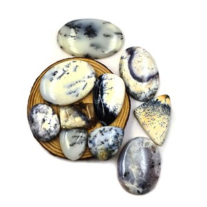 Lote de gemas sueltas de ópalo dendrítico natural en forma de cabujón, 21-54 mm, ópalo dendrítico para la fabricación de joyería artesanal. - Product Image 3