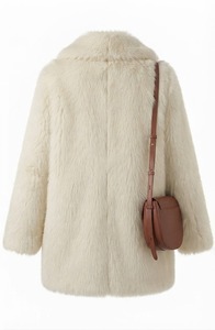 Women's for Denim Faux <b>Fur</b> <b>Trench</b> <b>Coat</b> Long Length Open Front Casual Winter Eco-Friendly Thick Fluffy Outerwear - Product Image 3