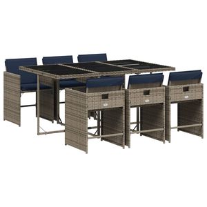 Grande Set di 6 Pezzi in Rattan PE Grigio e Blu Navy per Arredamento da Esterno - Product Image 2