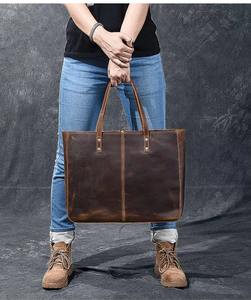 Bolso Tote de Cuero Genuino al por Mayor para Mujer, Gran Capacidad, Cierre de Cremallera, Estilo Vintage, Color y Logotipo Personalizables, Uso Diario - Product Image 2