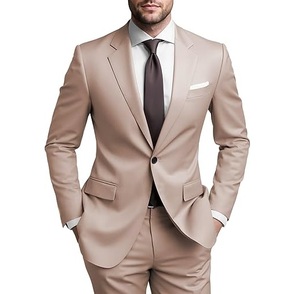 Traje de Novia de 3 Piezas Personalizado para Mujer, Blazer de Terciopelo Marrón Liso, Corte Entallado y Transpirable, con Tela de Viscosa/Poliéster - Product Image 5