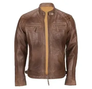 <b>Leather</b> <b>Jacket</b> for <b>Men</b> Comfortable Soft Fabric Secure Zip Pockets Formal Style Front Made High Quality <b>Leather</b> - Product Image 1