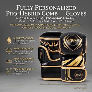 Guantes de Combate Sanda de Piel Sintética con Logotipo Personalizado, Impresión Serigráfica, Diseño de Medio Dedo, Cierre de Gancho y Bucle, para Entrenamiento de Muay Thai y MMA - Product Image 4