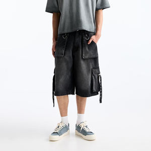 Pantalones cortos de mezclilla lavados para hombre, estilo casual, corte ajustado, estilo urbano, cómodos para el día a día - Product Image 6