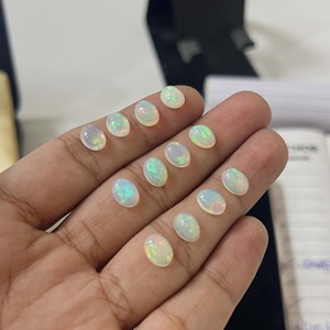 Lot de cabochons d'opale naturelle éthiopienne, forme ovale, multi-feu, pierres précieuses d'opale en vrac, taille calibrée pour la fabrication de bijoux, vente en gros - Product Image 2