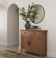Magnifique armoire à deux portes en bois brun avec pieds en bois massif, unité de rangement élégante pour salon, chambre et entrée