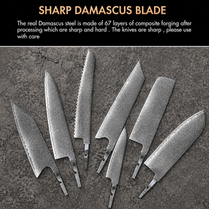 Ensemble de lames de couteau en acier de Damas – Lames de couteau de cuisine forgées à la main sans manche pour couteaux personnalisés - Product Image 5