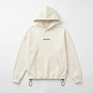 Sudadera con Capucha Oversize Personalizada Color Crema con Bolsillo Canguro y Cordón Ajustable en el Bajo, Estilo Casual Urbano - Product Image 4