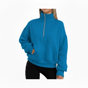 Sudadera de cuello alto con media cremallera para mujer, al por mayor, de poliéster/algodón, transpirable, cortavientos, ecológica, personalizable - Product Image 5