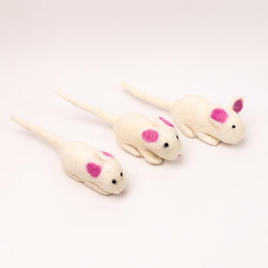 Wool Felt Child <b>Mouse</b> <b>Ornament</b> White Cat Teaser Toy Interactive Eco Friendly Pet Toy Handmade Wholesale Bulk - Product Image 2