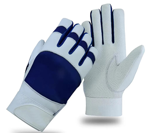 <b>Cricket</b> Gloves PVC Breathable Snap Closure Right Hand Orientation Seamless Stitching 13-16mm Thickness Sports Style <b>White</b> Blue - Product Image 1