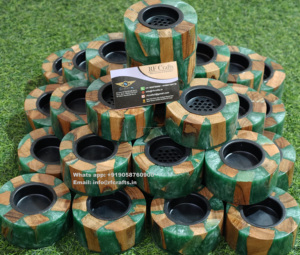 Brûleur d'encens en résine Mabkhara avec incrustation de nacre pour usage religieux Type de prise d'anis étoilé RF Crafts Middle East Bakhoor - Product Image 5