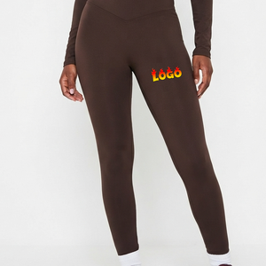 OEM Women's Super High Elastic Waist Solid <b>Leggings</b> for Tummy Control <b>Scrunch</b> Butt Skinny Four-Way Stretch Custom Logo - Product Image 4