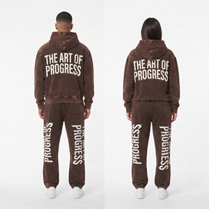 Vintage Acid Wash Printed Flare Sweatpants Hoodie <b>Set</b> Winter Pullover Distressed <b>Embroidery</b> Tracksuit Baggy 500gsm Fleece - Product Image 4