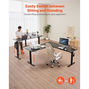 Scrivania da Gaming ad Angolo con Doppio Gancio, in Acciaio al Carbonio Resistente, a Forma di L, con Altezza Regolabile Elettricamente - Product Image 2