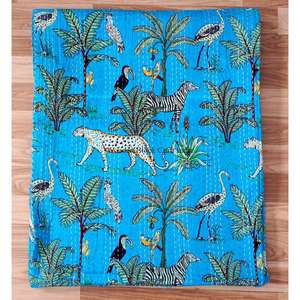 Couverture Kantha indienne faite à la main, vintage, écologique, réversible, brodée, double taille, 100% coton, pour usage domestique - Product Image 6