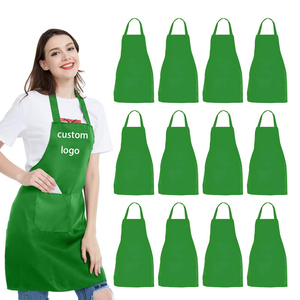 Tablier unisexe en coton noir tricoté avec poche et fermeture à bouton-pression pour restaurant et bar, bretelles réglables, uniforme pour le personnel de service - Product Image 3