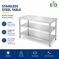 Table de travail robuste en acier inoxydable à 3 niveaux, établi de préparation, étagère de rangement à trois couches pour restaurant