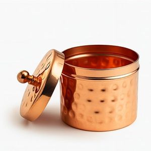 Copper Hammered Spice Canisters With Lids Airtight Food <b>Storage</b> <b>Container</b> <b>Kitchen</b> Vintage Design Handcrafted Stackable - Product Image 2