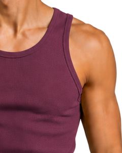 Camiseta sin mangas de algodón acanalada color borgoña para hombre, ajuste ceñido, estilo casual, para gimnasio, verano, atlética, culturismo, personalizada por el fabricante - Product Image 4