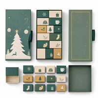 Boîte cadeau calendrier de l'avent de Noël personnalisée, en carton, avec tiroirs vides, emballage de luxe pour bijoux et parfums, boîte à double porte