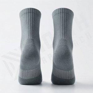 Ankle <b>Socks</b> Solid Gray Knitted Breathable Polyester Spandex <b>Running</b> Sports <b>Socks</b> for Adults Summer Use - Product Image 1
