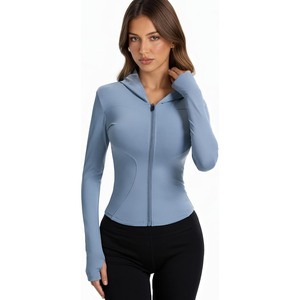 Veste de yoga athlétique pour femme, nylon, coupe ajustée, extensible, respirante, légère, avec fermeture éclair - Product Image 5