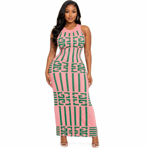 Robes Cardigan Élégantes et Décontractées pour Femmes HMR Sorority Sisterhood Vert Rose Col Rond Fendu Côtelé Moulant Sexy Pull - Product Image 1