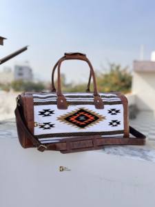 กระเป๋าเดินทางหนังแท้สไตล์วินเทจคุณภาพสูง ลายแอซเท็ก  แบบตะวันตก  ขนาดใหญ่ ใช้งานได้หลากหลาย - Product Image 4