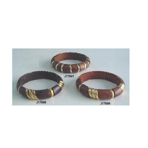 Hot Selling Sheesham Wood Bangles With Brass Circular <b>Rings</b> Wooden Bangles With Brass Inlay <b>Indian</b> Jewelry - Product Image 4