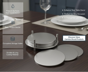 Q.M.R.F HANDICRAFTS Juego de Posavasos de Acero Inoxidable con Soporte, Cierre Acanalado, Fácil de Limpiar, Modelo CRS-0023 para Café, Té y Bar - Product Image 5