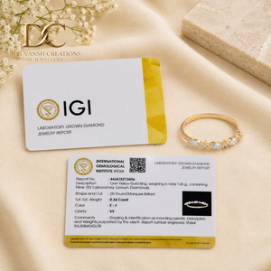แหวนทองคำแท้ 14KT งานแฮนด์เมด ประดับเพชรทรงบริลเลียนท์ ผลิตในห้องปฏิบัติการ รับรองโดย IGI เครื่องประดับสำหรับผู้หญิง เหมาะสำหรับงานแต่งงานและงานปาร์ตี้ - Product Image 6