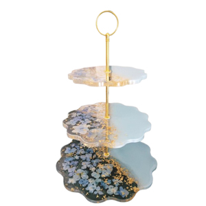 Soporte de Pastel de Resina de 3 Niveles, Elegante Exhibidor de Postres con Diseño Inspirado en Mármol y Herrajes Dorados, Soporte Ecológico para Cupcakes - Product Image 4