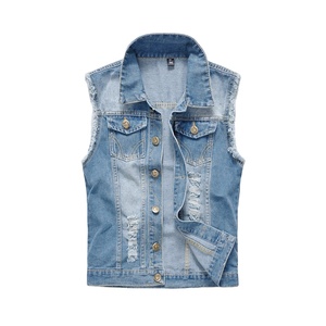 Chaleco Vaquero para Mujer, Estilo Casual, Sin Mangas, Color Azul Claro, Desgastado, Estilo Vintage, Algodón, Corte Regular, Ropa de Primavera - Product Image 1