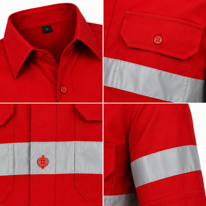 Custom Solid Color Cotton Unisex Workwear Shirt High Visibility Reflective Safety Wearing Industrial <b>Construction</b> Warehouse - Product Image 6